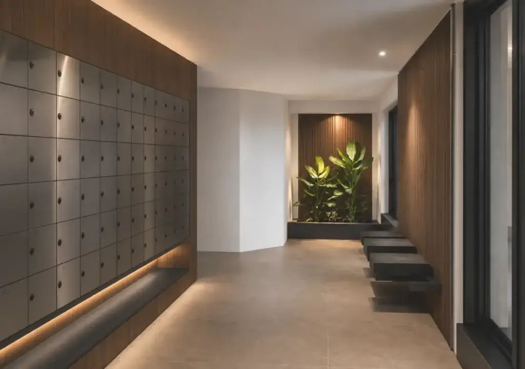 Hall d’entrée avec casiers postaux sécurisés